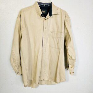 Dunbrooke Men's 100% Woven Cotton Khaki Versatile Casual Shirt Size L